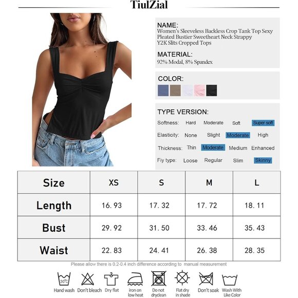 Women's Sleeveless Backless Crop Tank Top Sexy Pleated Bustier Sweetheart - Picture 6 of 6